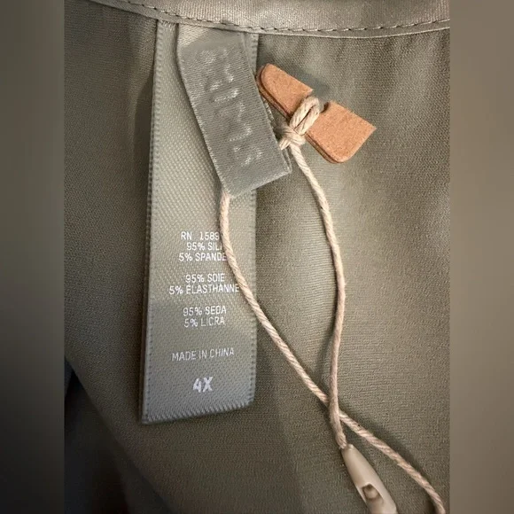 SKIMS 🌺 NEW! Silk Ruched Slip High Slit Shiny Gown Talc Green Plus Size 4X - Picture 6 of 8